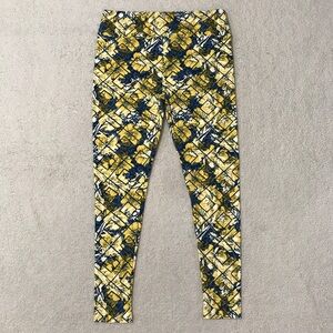 LulaRoe Leggings Floral Geo Soft Stretchy Yellow Blue Size 12 - 18